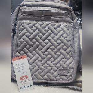 Lug Gray Quilted Messenger Bag with Geometric Design